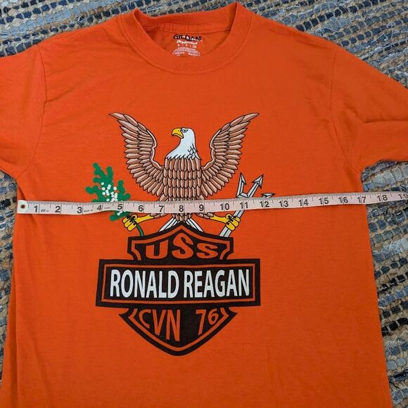 US Navy Shirt USS Ronald Reagan T-Shirt Men's S Orange L/S USN CVN 76 Pullover T - Picture 4 of 6